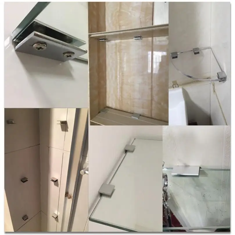 Zinc Alloy Glass Clips Adjustable Wall Mounted Glass Shelf Clamp Bracket 6-10mm Holder Clips Clamp