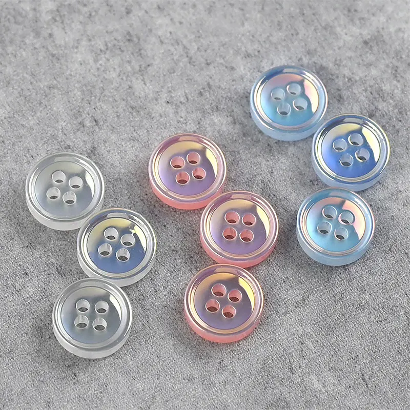 10/20pcs 11mm 버튼 수지 AB 다채로운 4 구멍 라운드 버튼 수제 DIY 봉제 용품 의류 액세서리 셔츠 장식
