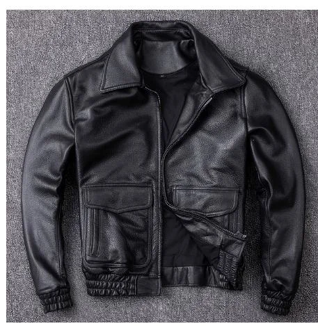 

thicker bomber A2 Free shipping.Men cowhide coat,classic plus size 8XL leather clothes,father's genuine Leather jacket quality
