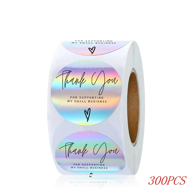 50-500pcs 1inch Blue Thank You Stickers For Envelope Sealing Labels Stationery Supplies Handmade Wedding Gift Decoration Sticker Laser-300pcs