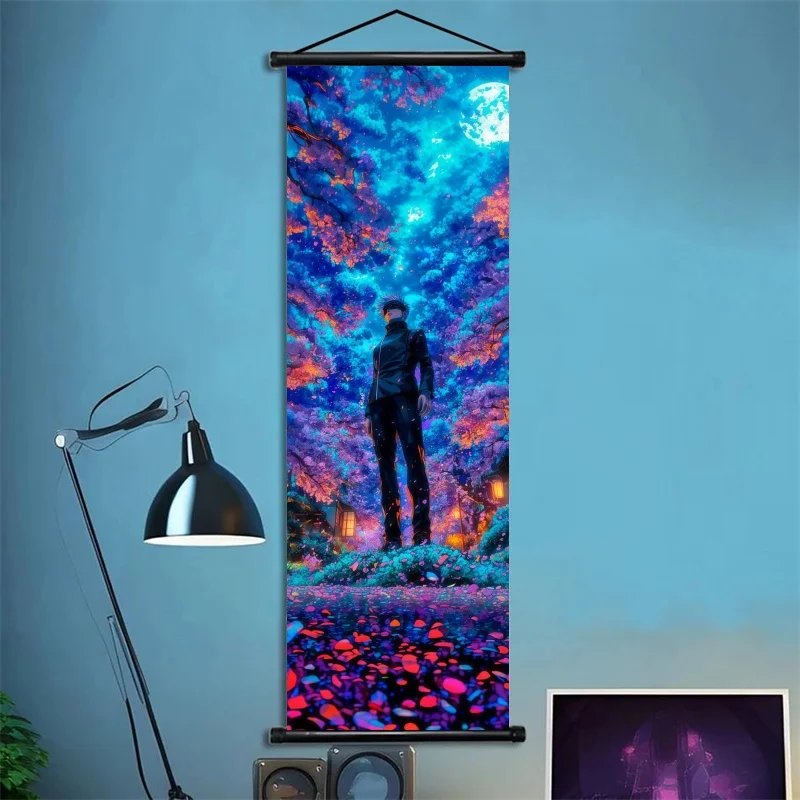 Jujutsu Kaisen Gojo Satoru Fabric Wall Art Scroll for Bedroom or Gaming Room Decor