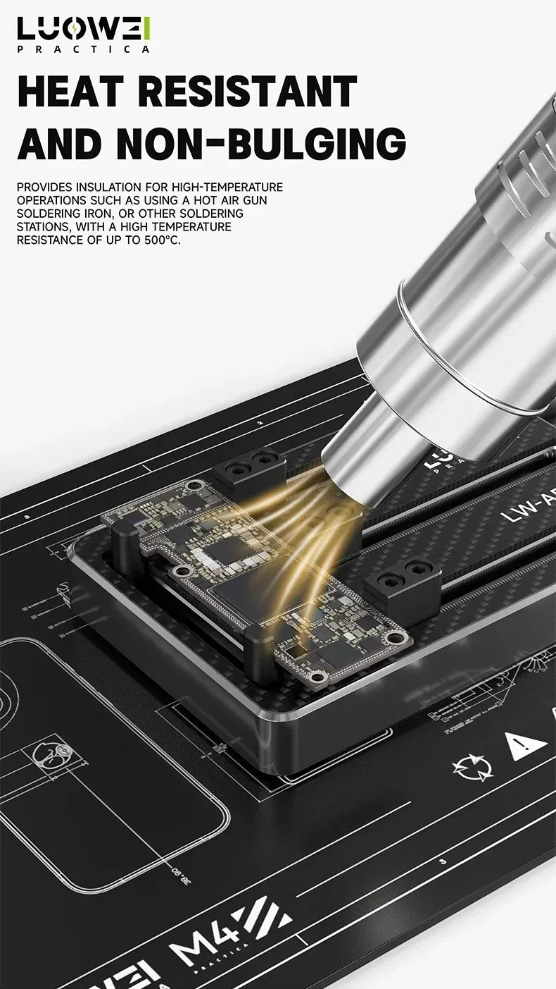 LUOWEI LW-M4 16,5-Zoll Multifunktionales Reparaturpad 500 ° C Hochtemperaturbeständige Motherboard-Schweiß- und Entlöt-Reparaturwerkzeuge – Detail 3