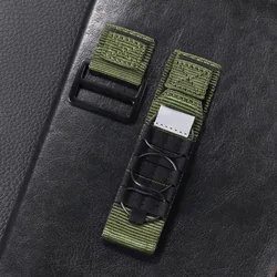 Universal Quick Release Braided Nylon Loop Watch Band, Sporty and Adjustable Strap - 22mm (Green)