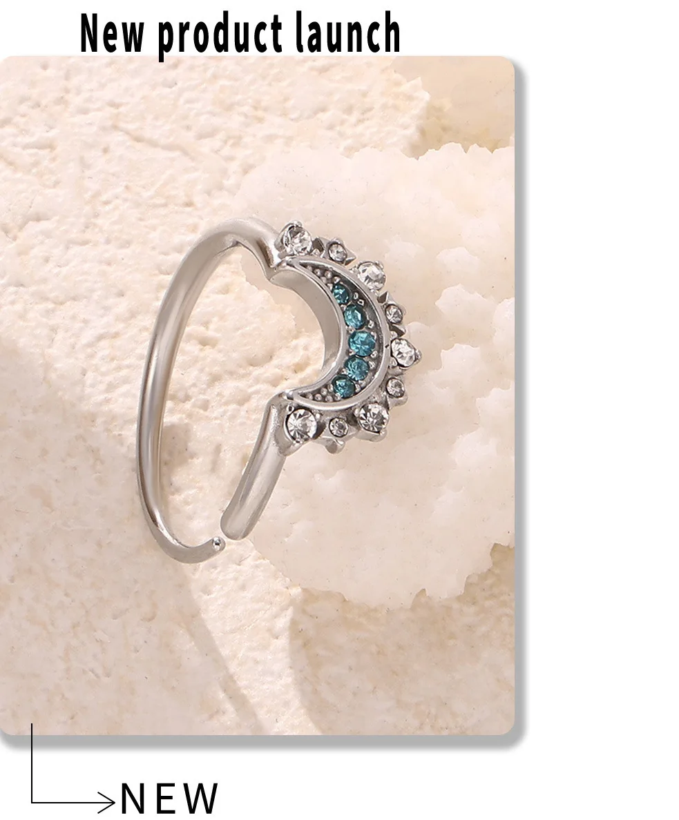 Luxus Edelstahl vergoldet Zirkon Ring Damen Trend Mond Sonne Paar Versprechen Fingerring Designer Schmuck Zubehör – Detail 10