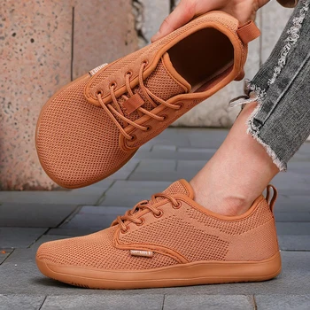 Zapatos de punta ancha para hombre, malla tejida transpirable, cómodos, descalzos, informales, versátiles, suela suave, zapatos anchos para caminar, 2025 1