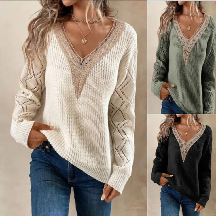 

European and American Style Spring and Autumn Sweater 2023 New Loose Casual Pullover Women's High Quality Knitwear