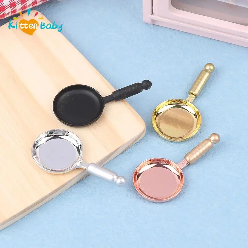 

1/12 Scale Dollhouse Furniture Miniature Kitchen Frying Pan Mini Pot Cookware Kitchen Accessory Pretend Play Toys