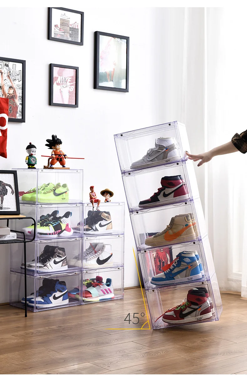 Boîte de rangement transparente pour chaussures de sport, armoire à  chaussures anti-d'effets, artefact en plastique, évaluation pour gain de  place, baskets à la maison, HD