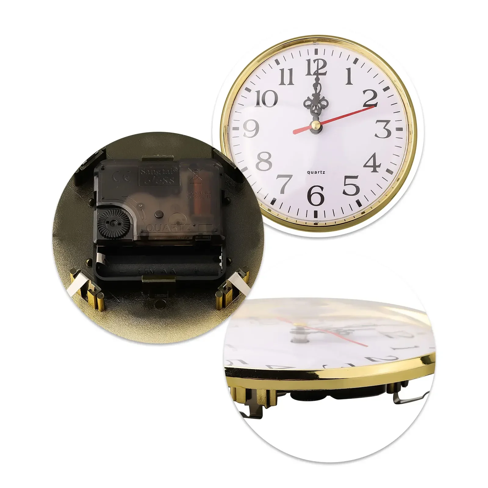 DIY Quartz Clock Insert 1 Pcs 130mm Diameter 90-110mm Install Diameter Accessories Arabic Numerals Gold