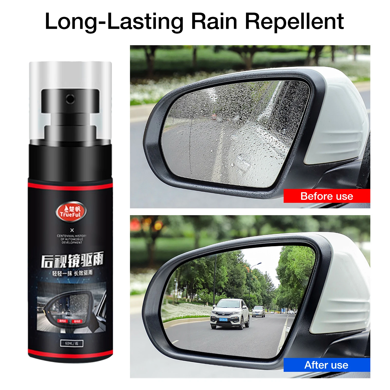 

Car Anti Rain Spray Waterproof Car Rainproof Spray 60ml Car Glass Agent Rearview Mirror Water Flooding Film Defogging Rainproof