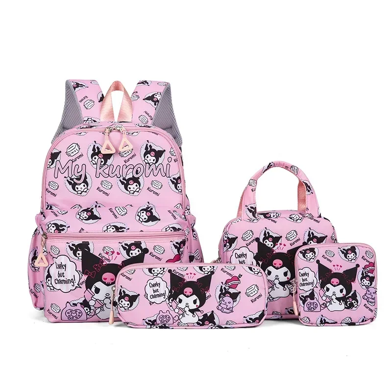 4pcs Sanrio hello kitty kuromi school bag cartoon backpack student backpack fashion cartoon pencil case shoulder messenger bag 5