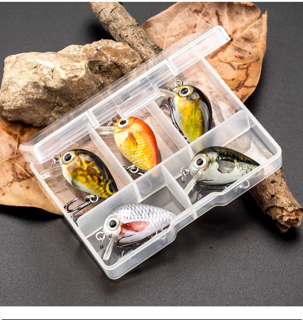 Hanlin 5 Stück/Set 1,5g/28mm Mini-Crankbait Schwimmende Wobbler Angelköder Künstliche Köder Harte Minnow-Köder für Hecht und Barsch – Detail 9