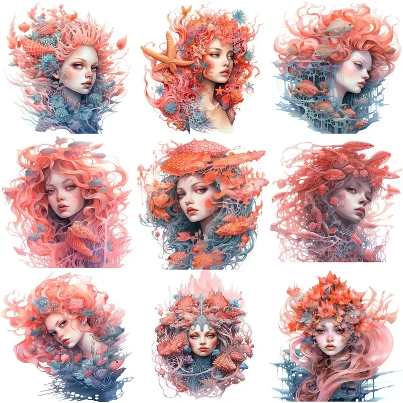 

12Pcs/Pack Coral Mermaid Sticker DIY Craft Scrapbooking Album Junk Journal Decorative Stickers