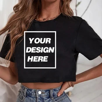 Personalized Crop Tops T-shirt Custom Text Name Tsihrts Add Your Own Message Your Design Crop Tee Top 1