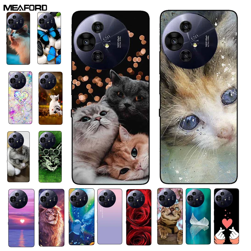 Charming Cat Design Silicone Black Phone Case - Shockproof Protection
