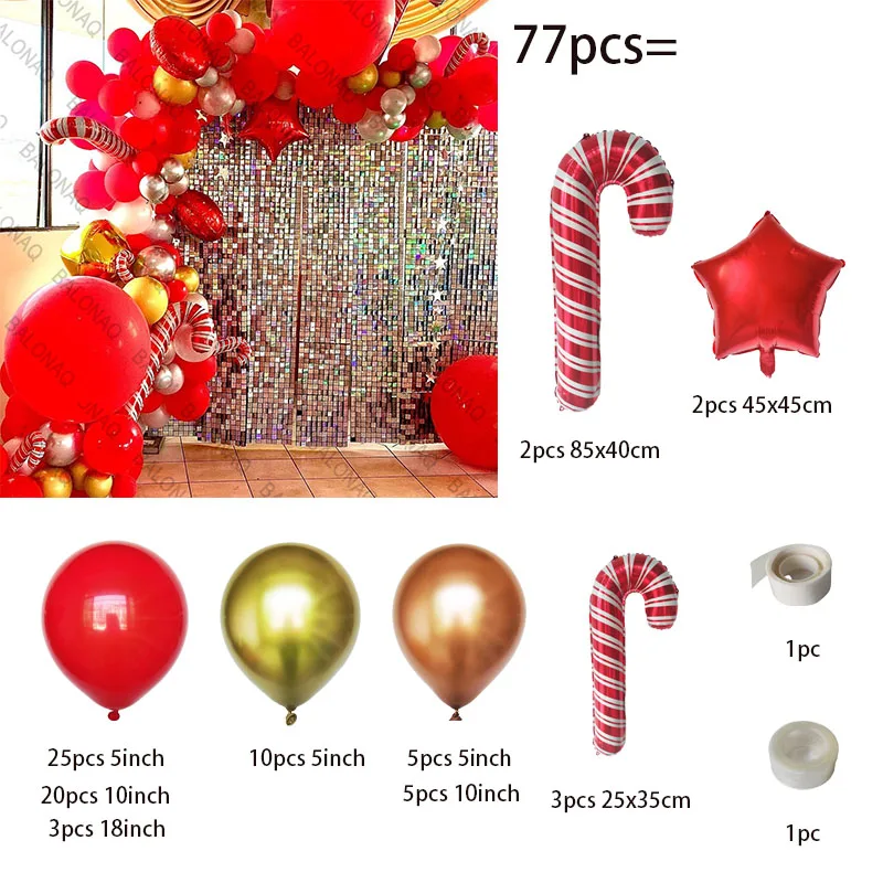 Christmas Balloons Set Garland Arch Kit Red White Metallic Gold Green Balloon for Christmas Party Decorations 2025 New Year