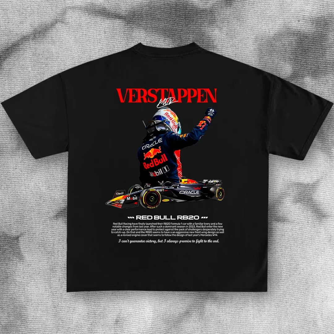 Max Verstappen F1 Car Cotton Print T Shirt Sports Casual Streetwear Loose Couple T Shirt Suitable for Men and Women 2