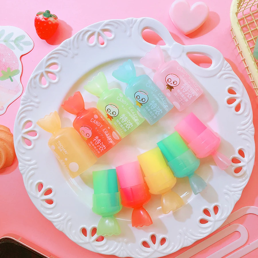 Kawaii Stationery Candy shaped Rubber Student Prizes Gift Cute Erasers for Kids School items Office Supplies Cute things pencil eraser