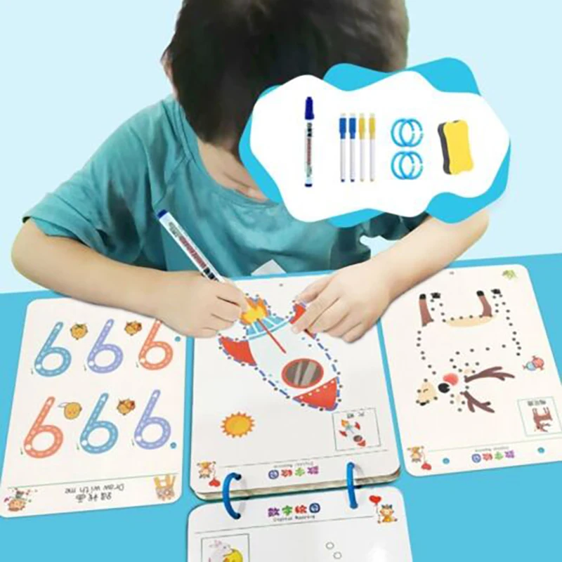 

Montessori Math Learning Children Toys Drawing Tablet Pen Control Hand Training Shape Math Match Games Set Educational Toy Books