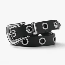 

Piece Set Women's Hollow Out Air Eye Black Belt Punk Needle Buckle Decorative Jeans Belt Women Classic