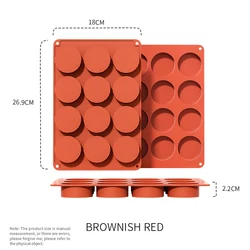 Silicone 12-Cavity Non-Stick Baking Mold for Muffins, Cookies, Fondant, and Chocolates (Brown)