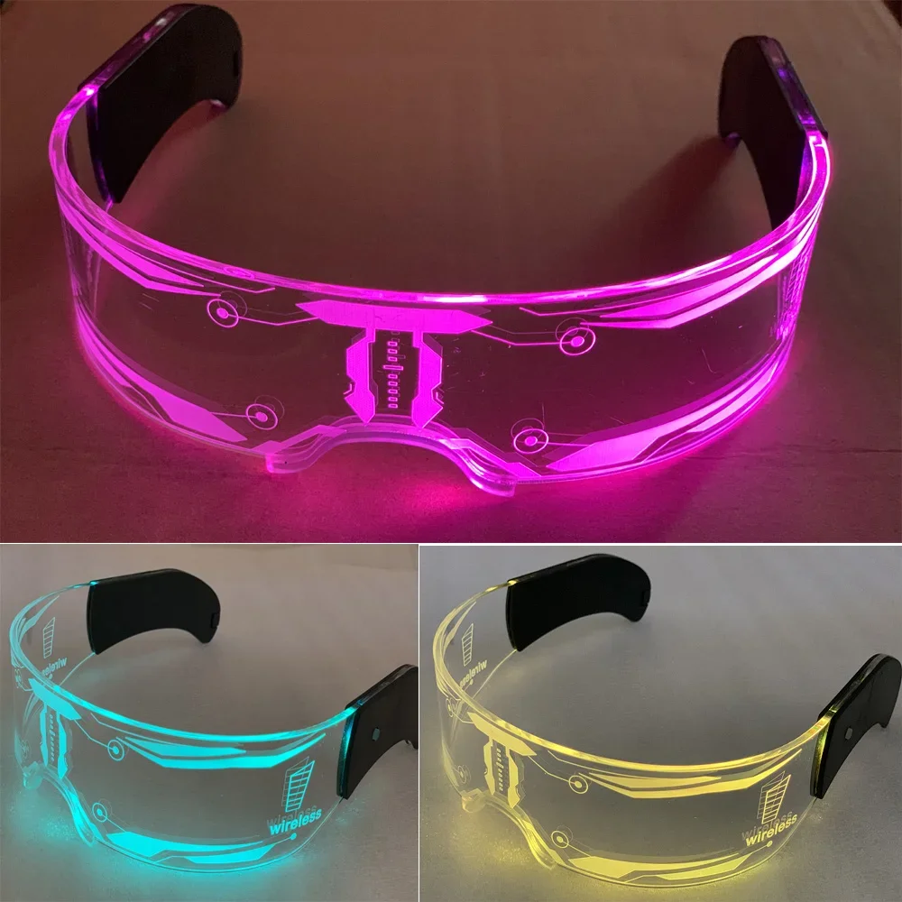 Hot Sale LED Luminous Glasses Electronic Visor Light Up Glasses Creative Technology Luminous Party LED Future 7 Colors