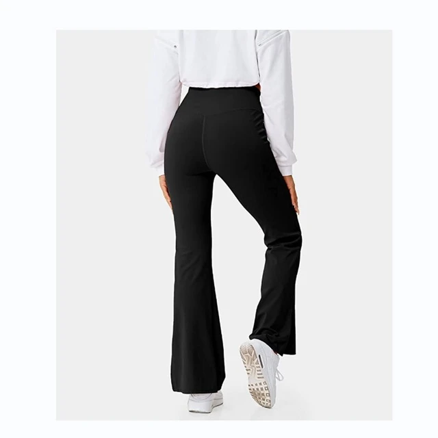 Women's Flare Yogo Pants with Pockets V Crossover High Waisted Bootcut  Workout Leggings Split Hem Fitness Tights - AliExpress