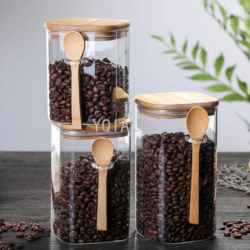 Sealed Jar Storage Tank Condiment Coffee Beans Tank Kitchen Supplies Sugar Storage Bottle Tea Box storage jar storage tank 3 Ideas 800-1200ml With Spoon