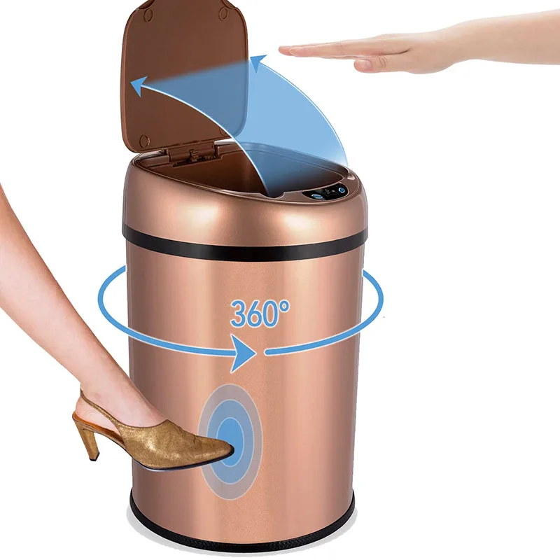 

Stainless Steel Smart Trash Can Automatic Sensor Rechargeable Waterproof Garbage Bin Dustbin for Bathroom Kitchen 8L Wastebasket