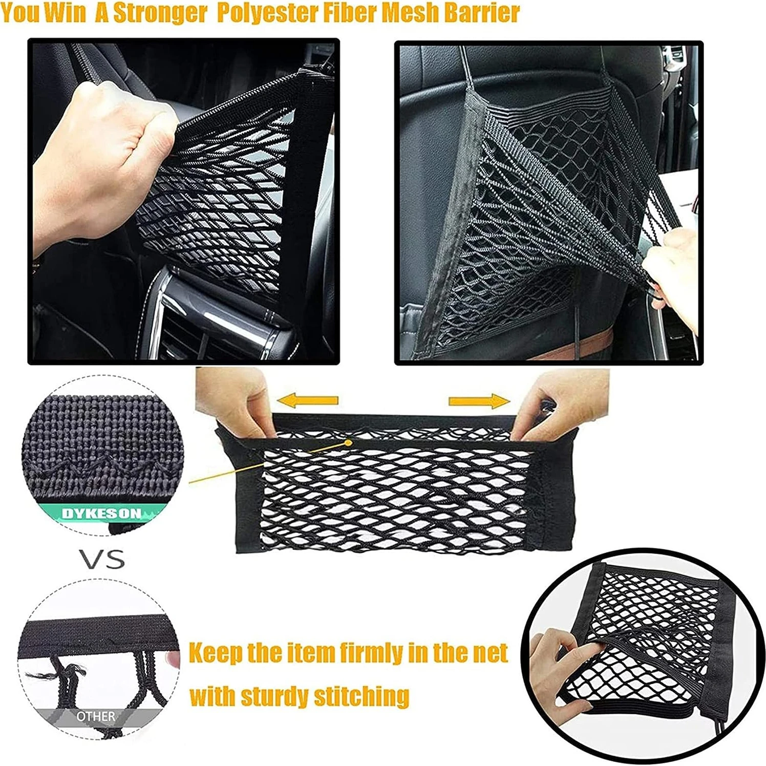 Barrera de coche para mascotas con bolsa de almacenamiento de malla de seguridad automática, Protector de asiento trasero, red de seguridad para s - Imagen 3
