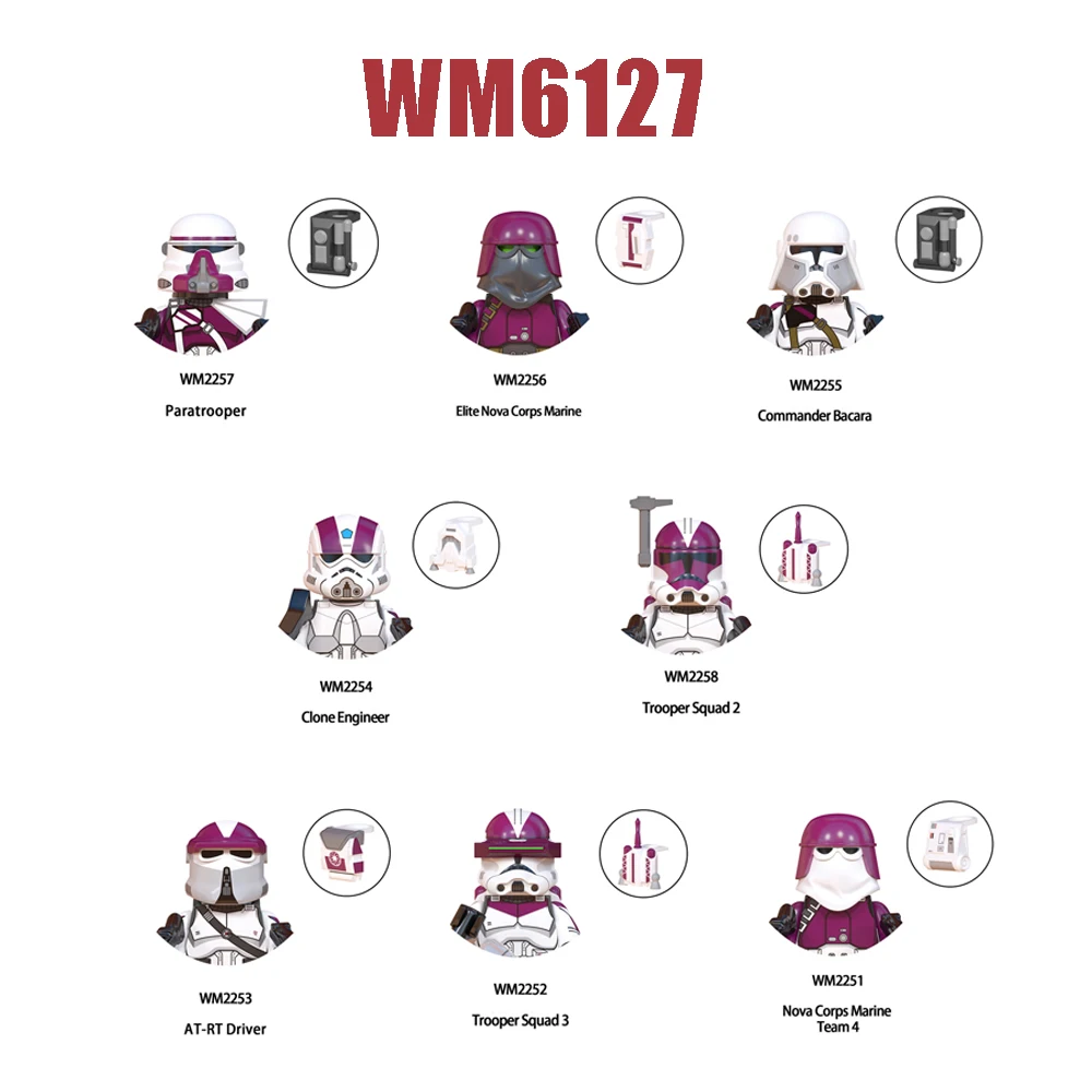 WM6127 AT-RT 드라이버 기병 분대 2 빌딩 블록 미니 입상 사령관 Bacara 벽돌 엘리트 노바 군단 해양 그림 아이 장난감