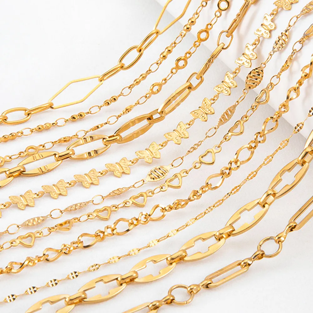 1Meter No Fade Stainless Steel Link Chain Gold Color Bulk Chains for ...