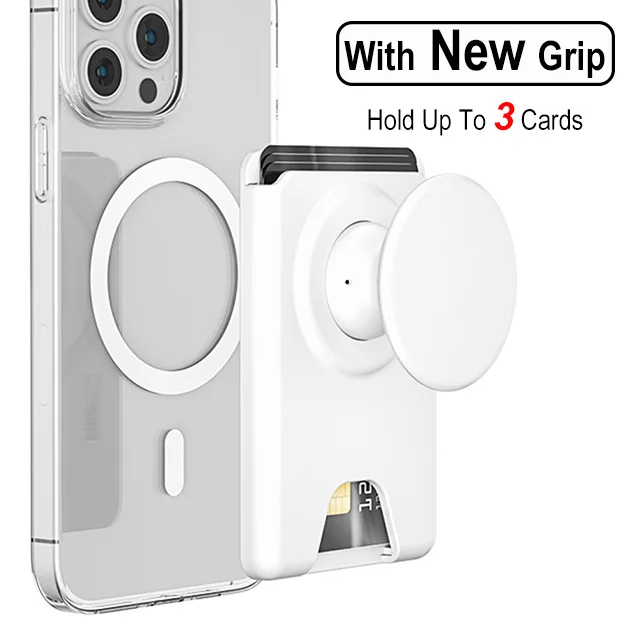Universal Magnetic Card Holder with Silicone Griptok and Pop Solid Wallet Slot