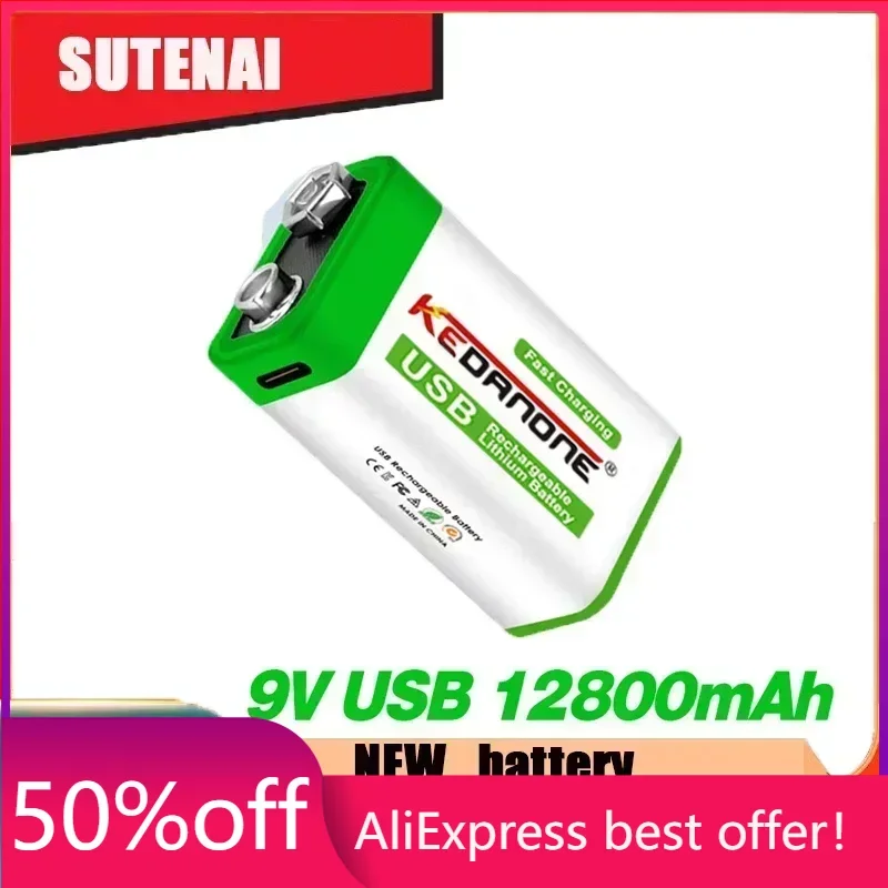

2023 9V 12800mAh li-ion Rechargeable battery Micro USB Batteries 9V lithium for Multimeter Microphone Toy Remote Control KTV use