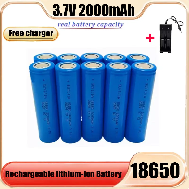 18650 2000mah Rechargeable Battery 3.7V Lithium-ion Battery Pointer Doorbell Flashlight Lithium Battery Battery Send Charger 1