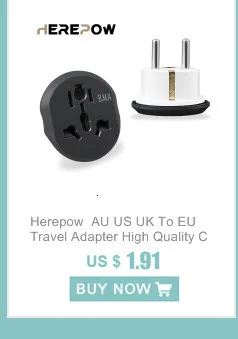 Herepow Universal Plug Converter FR AU US UK To EU Travel Adapter High Quality Home Plug Adapter 16A 250V Wall Electric Socket