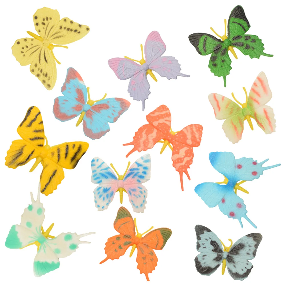 

12 Pcs Artificial Fine Workmanship Toy Butterflies Figurine Crafts Aid Insect Simulation Model Pvc Simulated