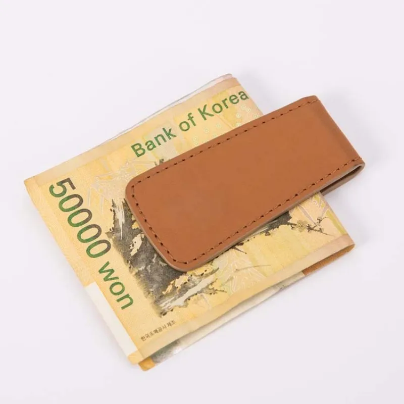 Men's Leather Magnetic Money Clip Credit ID Cards Holder