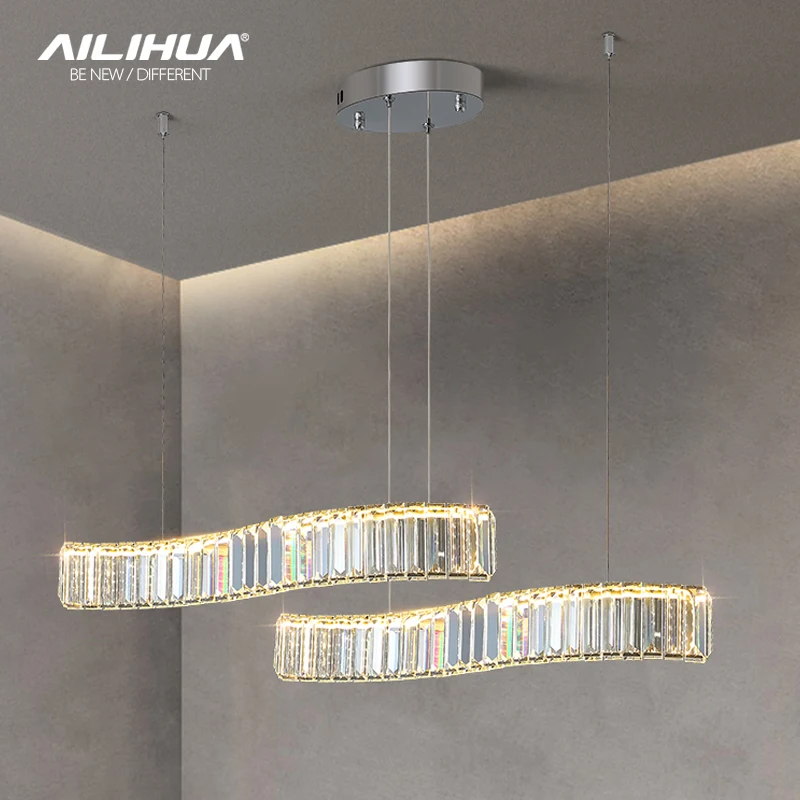 

Light luxury crystal restaurant chandelier designer creative dining room Italian simple modern LED bar table lamp