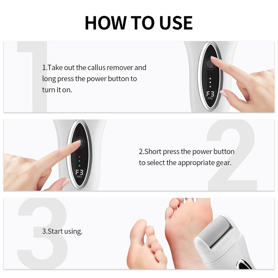 Eectric Grinder With Digita Dispay Rechargeabe Caus Remover 3 Speed Portabe Foot Hee Dead Skin Cau Remova_voghion.com