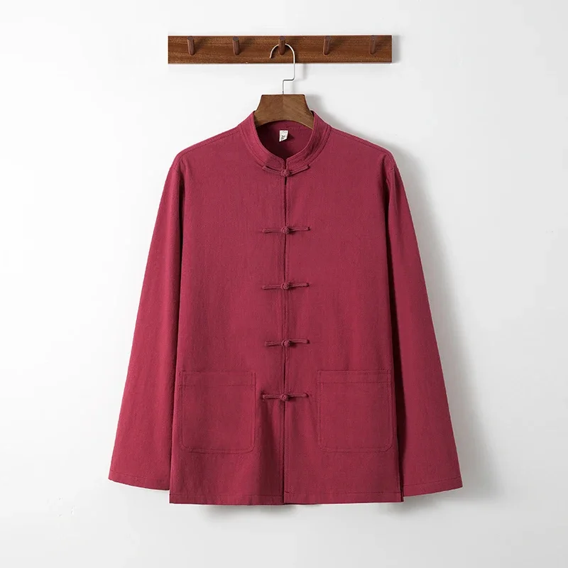 Men's Chinese Style Traditional Kung Fu Tai Chi Cotton And Linen Tang Suit Uniform Shirt And Blouses Jacket Clothing