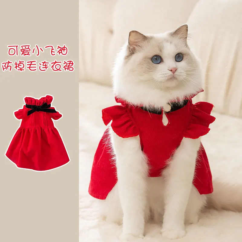 

Dog Clothes Christmas Sweet Princess Pet Clothing Dress Super Small Elegant Chihuahua Warm Autumn Winter Red Girl Boy Ropa Perro