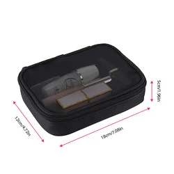Breathable Mesh Cosmetic Bag - Solid Color Fashion Makeup Organizer, Portable Travel Toiletry Wash Bag, Multi - functional (Black M)