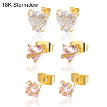 

Crystals Love Heart Ear Studs For Women Girl Bling Zircon Star Stud Earring Exquisite Ear Accessories Trendy Party Jewelry Gifts