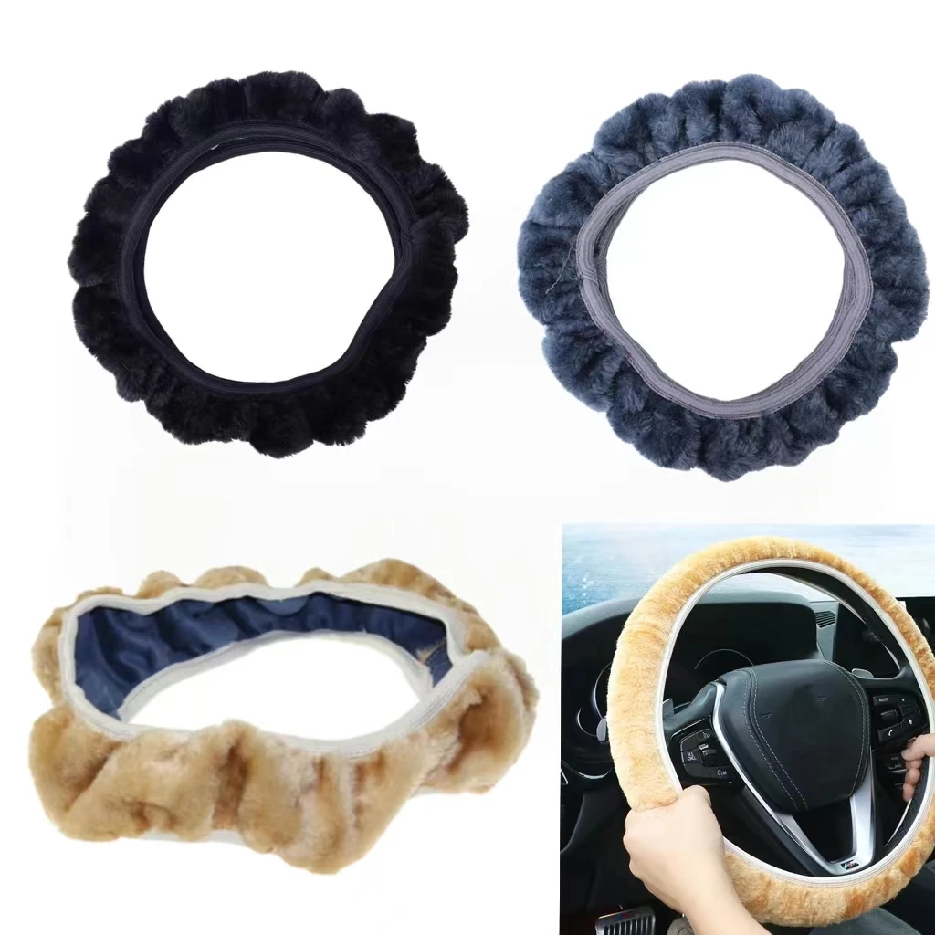 

Новинка, плюшевый зимний мягкий чехол для рулевого колеса, декоративный нескользящий защитный чехол для салона автомобиля