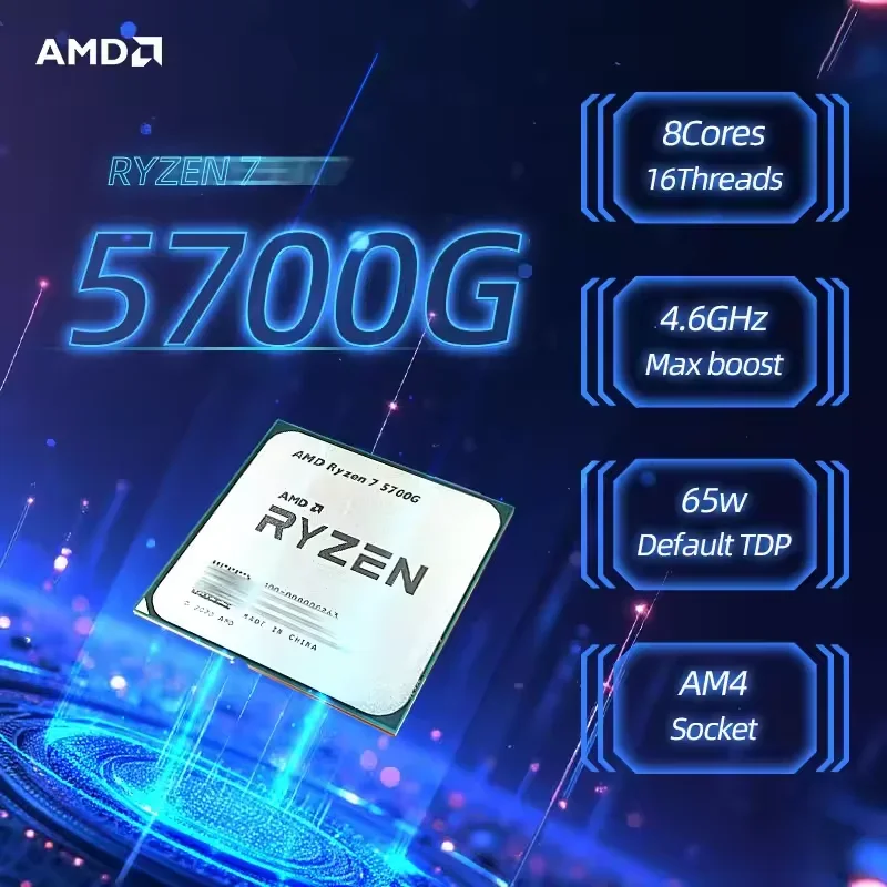 AMD Ryzen 7 5700G 4.6GHz 8코어 16스레드 AMD R7 5700G CPU 16MB L3 캐시 소켓 AM4 프로세서 100% 새제품 (포장 없음)