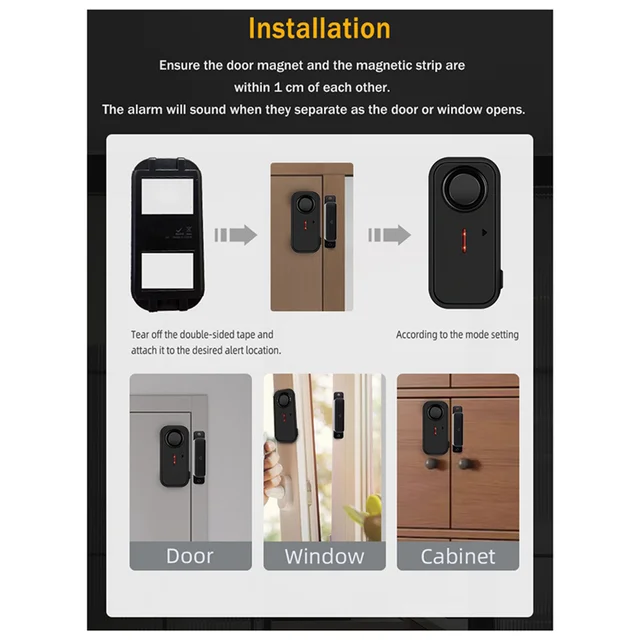 Door Window Burglar Alarm Sensor Wireless Remote Control Anti-Theft Alarm System Kit Home Security Door Open Detectorabgi 3