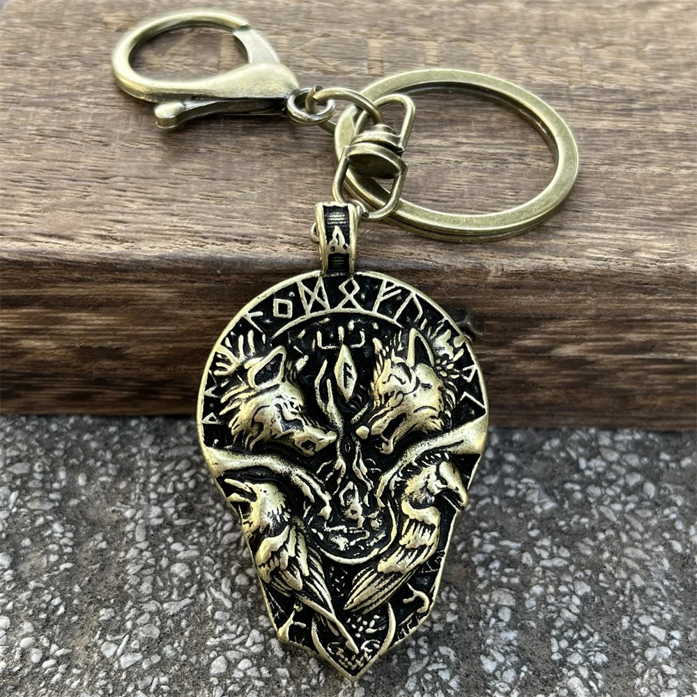 Nostalgia Ancient Fenrir Odin Raven And Wolf Keychains Viking Runes Compass Vegvisir Wallet Bag Accessories