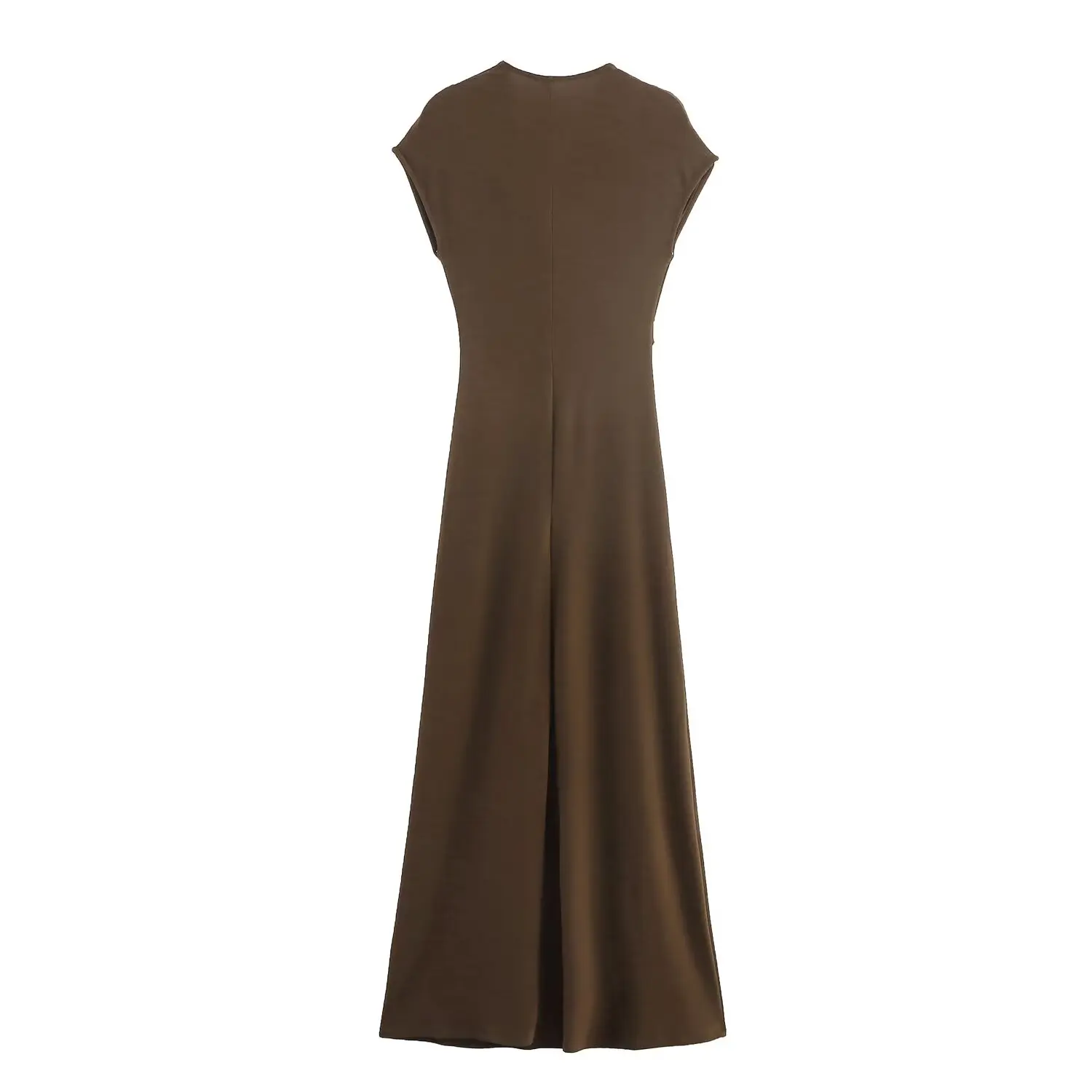 Women'S New Dress Elegant Evening Gown With Hanging Pleated Collar Solid Color Dress Women'S Metal Button Sleeveless Long Dress