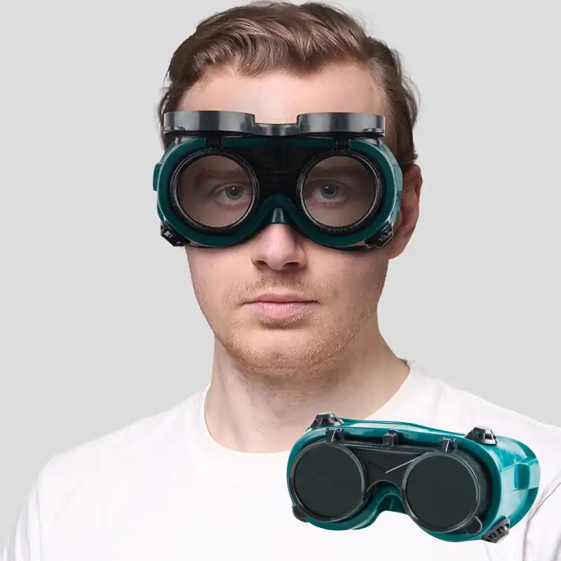 Dual-flip UV Rays Fold-up Welding Goggles Large View Screen Electric Welding Protective Glasses for Arc Grinding Cutting